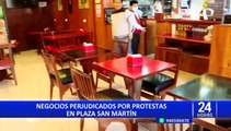 Comerciantes y empresarios afectados por protestas en la plaza San Martín