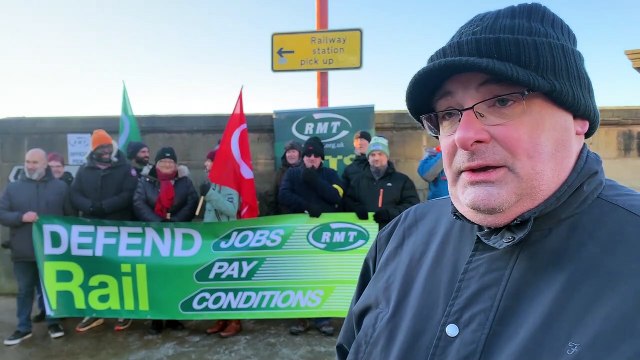 Railway workers strike at Preston Railway Station