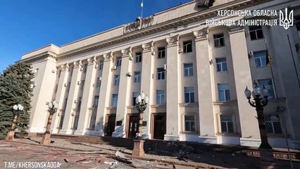 La sede de la administración regional tras el bombardeo