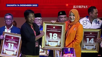 Potret AHY dan Giring Ngobrol Akrab Saat Pembagian Nomor Urut Parpol di KPU