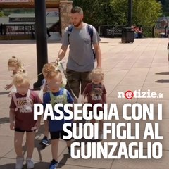 Papà americano criticato per aver tenuto al guinzaglio i figli