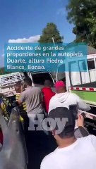 Accidente de grandes proporciones en la autopista Duarte, altura Piedra Blanca, Bonao