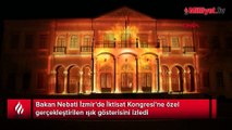 Bakan Nebati İzmir’de İktisat Kongresi’ne özel gerçekleştirilen ışık gösterisini izledi