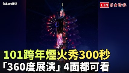 台北101跨年煙火秀300秒 「360度展演」4面都可看(台北101提供)