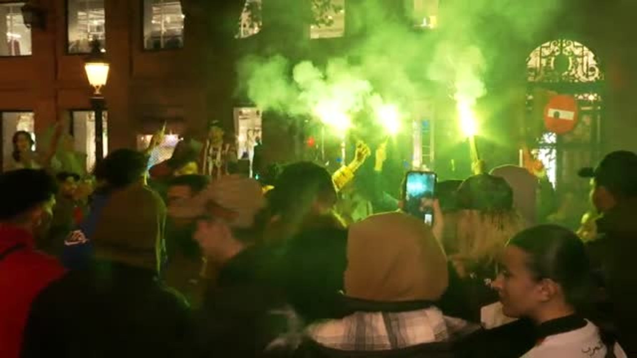 La afición marroquí en España celebra su histórico resultado en el Mundial