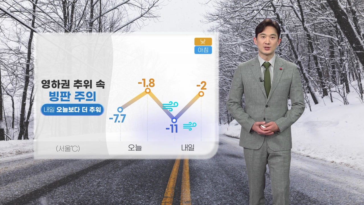 [날씨] 밤사이 강추위 속 내린 눈 얼어…미끄럼 사고 유의 / YTN