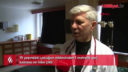 1 metrelik şarj kablosu ve toka! 15 yaşındaki çocuğun midesinden çıktı