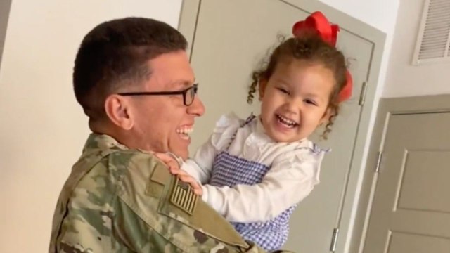 Girl Hears Military Dads Voice Approaching After 7 Months