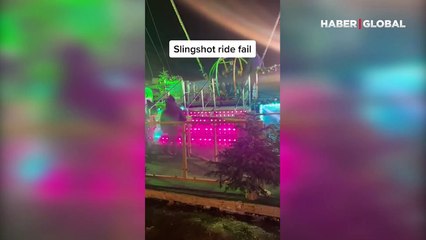 Eğlence parkında korkunç olay... Halatın kopma anı kamerada