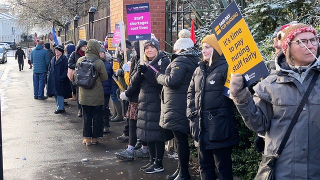Nurses take to the picket line outside of Newcastle’s RVI Hospital