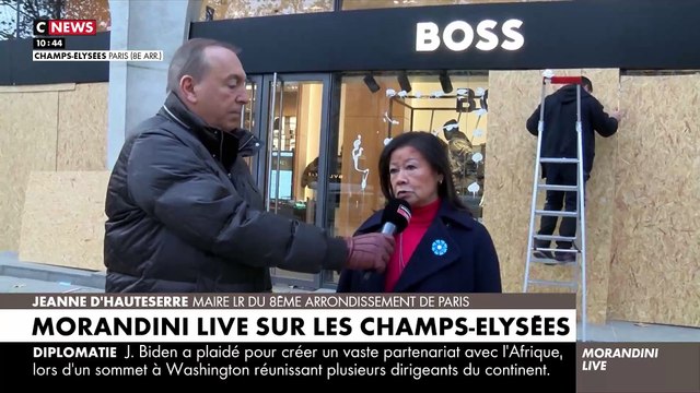 Revoir Morandini Live ce matin sur les Champs-Elysées avec la maire du 8ème arrondissement qui dresse un bilan des incidents de la nuit: Je suis bien sûr inquiète pour dimanche prochain et la finale