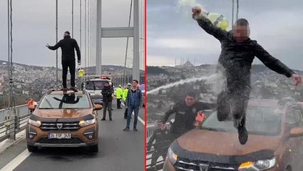 Köprüde intihar girişimi! Polisin ikna edemediği şahsı itfaiye bakın nasıl etkisiz hale getirdi