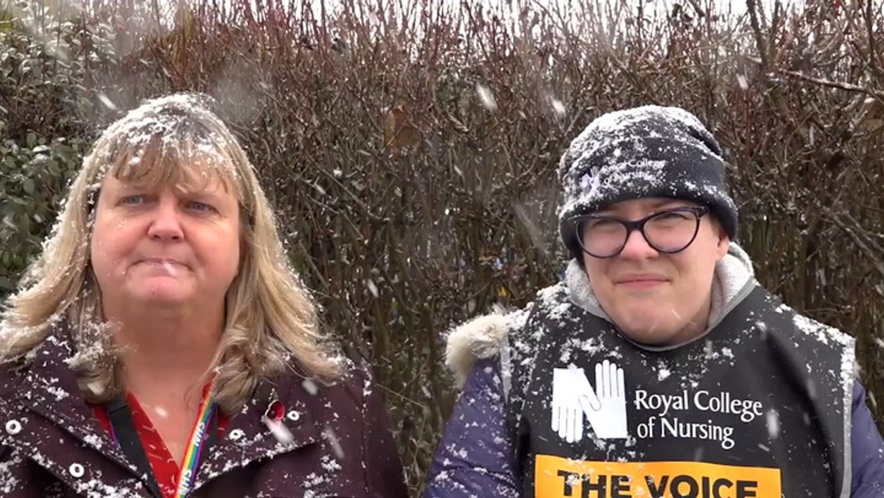 NHS nurses strike in snow outside hospital in Newcastle: ‘It’s not good enough’