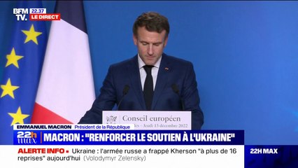 Emmanuel Macron: "Nous avons adopté un neuvième paquet de sanctions parce-que la Russie doit payer le prix de son agression injustifiée de l'Ukraine"