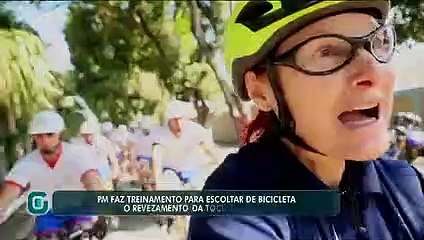 PM faz treinamento para escoltar de bicicleta o revezamento da Tocha Olímpica