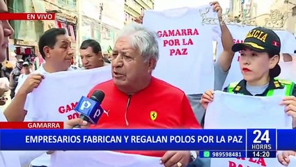 "Gamarra por la paz": Empresarios del emporio comercial regalan polos y hacen llamado a la calma