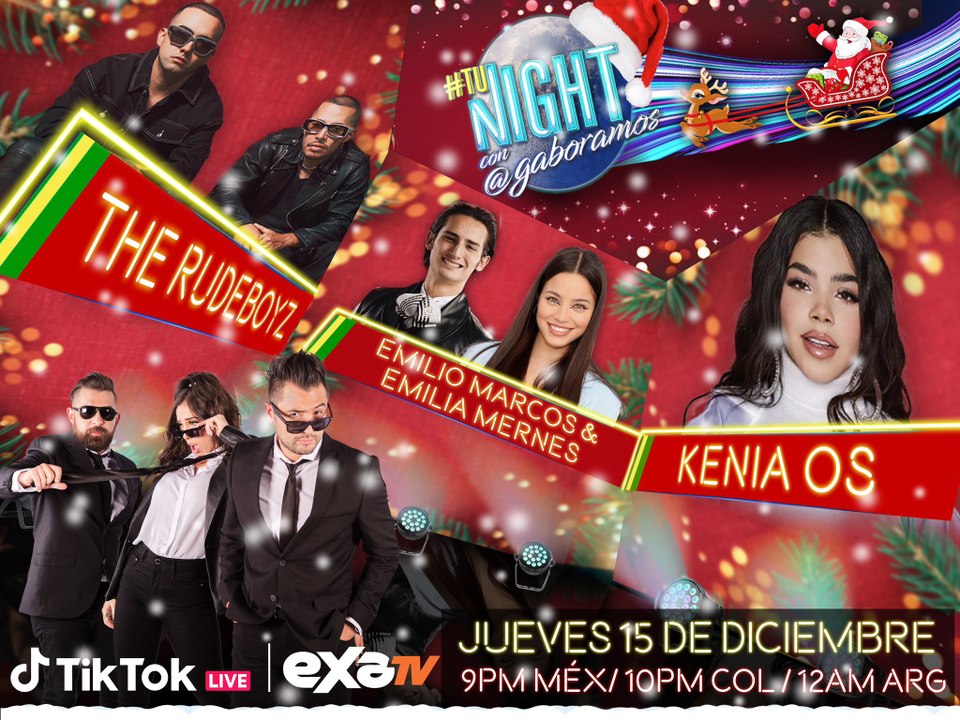 Kenia Os, Emilia Mernes, Emilio Marcos y The Rude Boys en TuNight // Exa tv