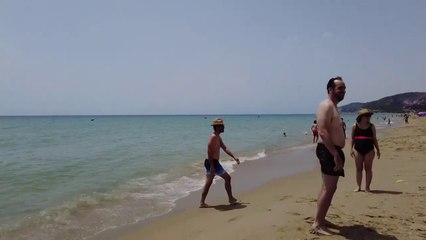 Barcelona Spain, Castelldefels Beach, Beach Walk - July 2022