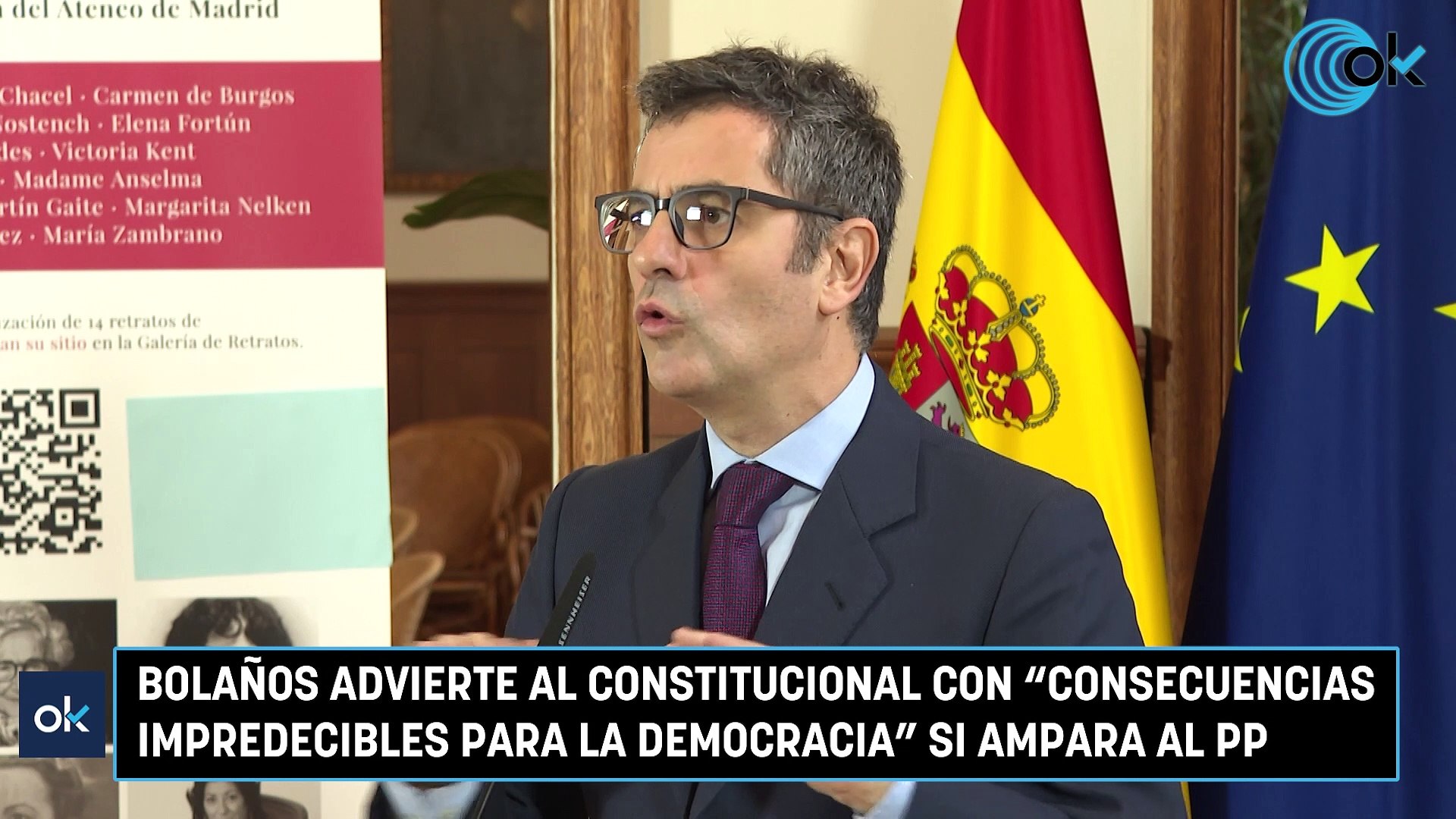 Bolaños advierte al Constitucional con "consecuencias impredecibles para la  democracia" si ampara al PP - Vídeo Dailymotion