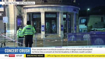 Quatre personnes se trouvent dans un état "critique" à l’hôpital après une bousculade hier soir à l’entrée d’une salle de concert à Londres, annonce la police