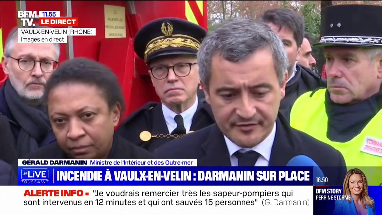 Incendie de Vaulx-en-Velin: Gérald Darmanin évoque "un trafic de drogue connu" dans l'immeuble