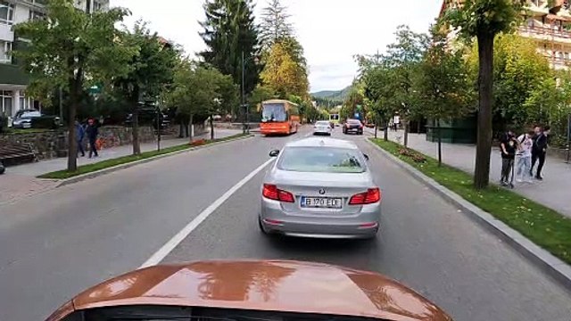 Sinaia City Centre Drive on DN1. 4K Video. Relaxing Drive on DN1 - Prahova Valley (Valea Prahovei)