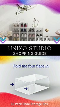 12 Pack Shoe Storage Box, Clear Plastic Stackable Shoe Organizer for Closet, Space Saving Foldable Shoe Sneaker Containers Bins Holders - Home & Kitchen