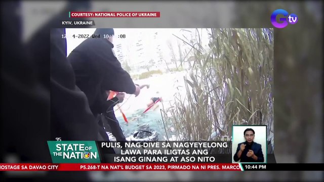 Pulis, nag-dive sa nagyeyelong lawa para iligtas ang isang ginang at aso nito | SONA