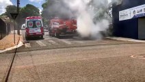 Incêndio em veículo mobiliza bombeiros comunitários em Jandaia; veja
