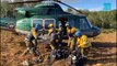 Helicópteros platenses de JasFly combatiendo los incendios forestales de Tierra del Fuego