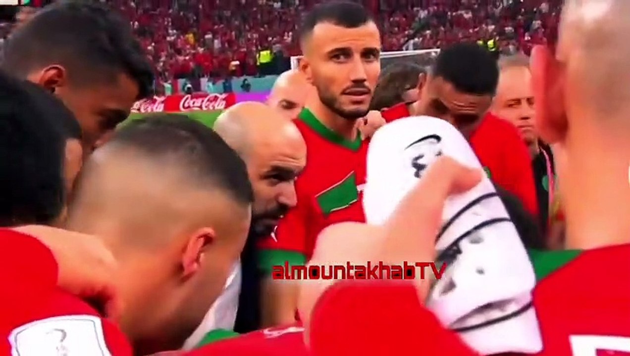 لم يشاهدها الجميع.. رسالة الركراكي للاعبين بعد نهاية المباراة
