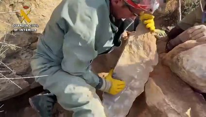 Скачать видео: La Guardia Civil rescata a una perra tras cinco días atrapada en una cueva