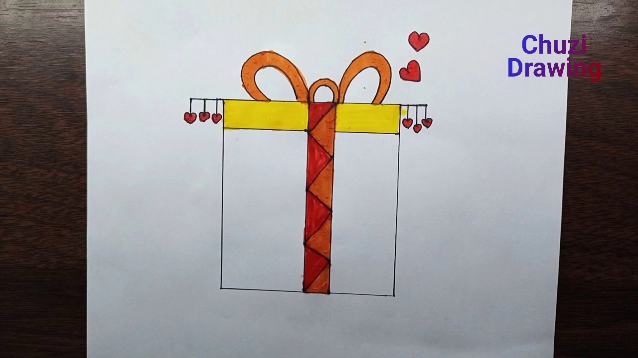 How To Draw A Gift Box Easy 