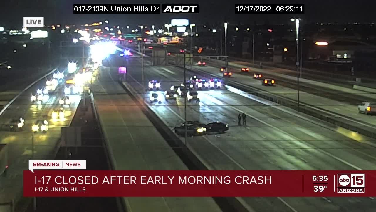 Multi-vehicle crash closes I-17 northbound at U...