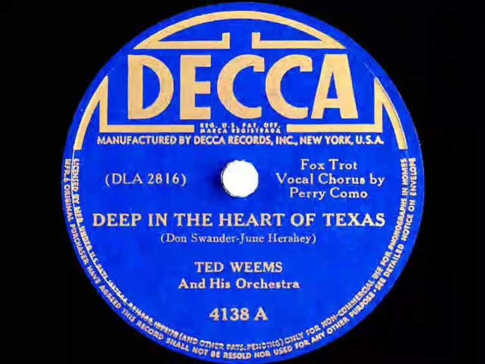 1941 Ted Weems Deep In The Heart Of Texas Perry como vocal