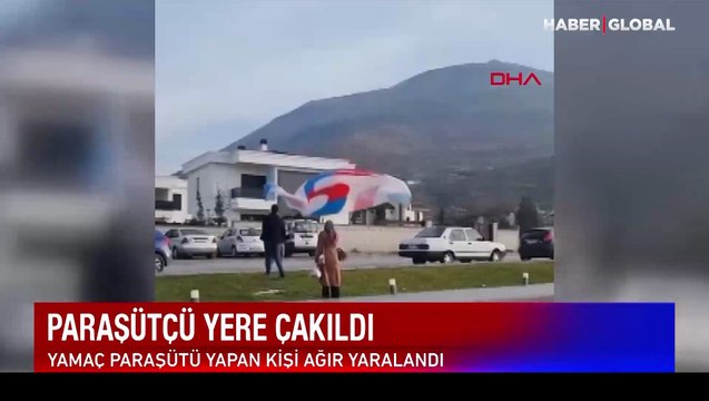 Paraşütçü yere çakıldı, ağır yaralandı! Düşme anları kameraya yansıdı