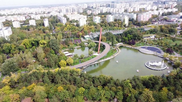 Drumul Taberei Park, Bucharest, Romania. Drone 4K Video