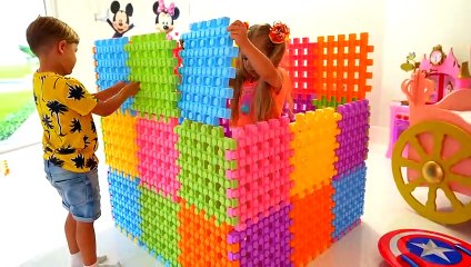 Diana and Roma Playing with Building Blocks