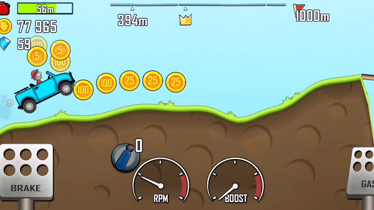 Hill Climb Racing Game|level 5 Sky blue Car