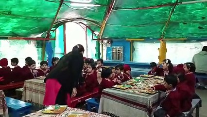 Akshu having lunch at school picnic scene-1