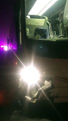 Estado del autobús del Baloncesto Talavera tras el accidente sufrido en la A-5