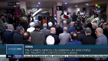 Militares sirios celebran el próximo aniversario del triunfo de la Revolución Cubana