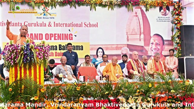 CM Yogi & MP Hema Malini in Iskcon Vrindavan