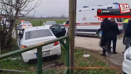 Düzce'de polisten kaçarken kaza yaptı