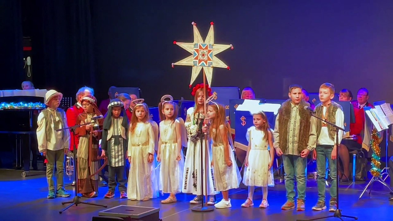 The Salvation Army Christmas concert on board Ukrainian refugee boat MS Ambition, Glasgow