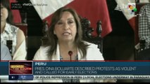 President Dina Boluarte describes protests as violent and called for early general elections