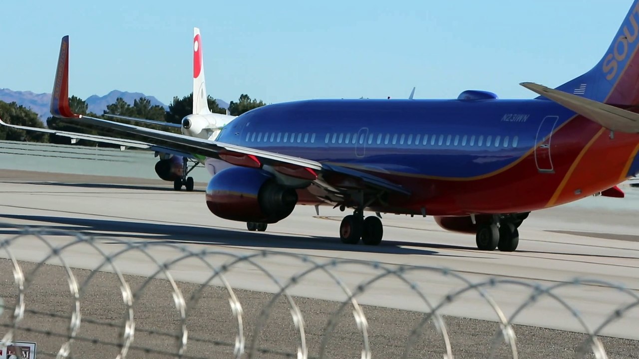 Airplane activity at McCarran International Airport in Las Vegas.