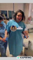 مروة راتب تحاول المشي لأول مرة  بعد التجميل