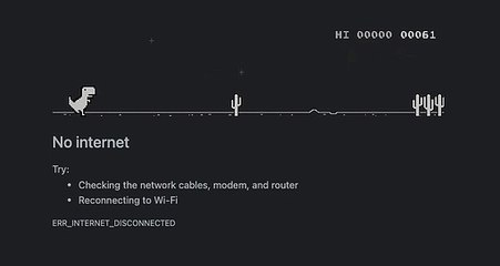 Google Chrome No Internet Dinosaur Game Playthrough