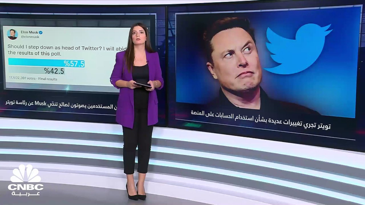 هل يتخلّى إيلون ماسك عن رئاسة تويتر بعد تصويت أكثر من 57% من المستخدمين لصالح تنحّيه عن منصبه؟